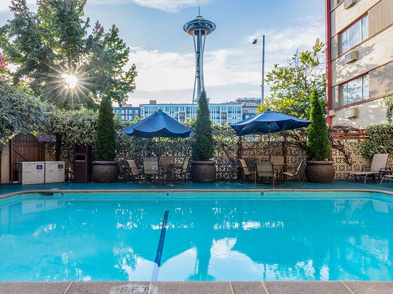 Outdoor Pool and Hot Tub at Travelodge Seattle Center, Washington